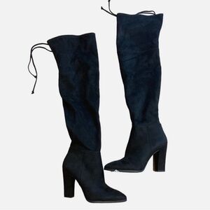 Vince Camuto Tapley Black Corset Lace Up Back Over The Knee Boot Size 5.5